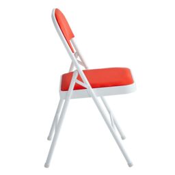MCC Direct Single Folding Dining Chair Metal Frame Padded Seat in Red - thumbnail 3