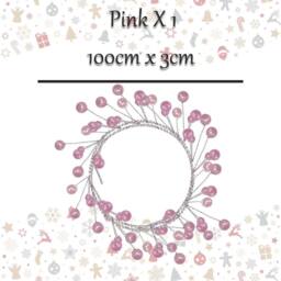 VFM e-Store Christmas Pearl Garland Decoration 100cm x 3cm Pink X 1 - Size: 100 cm x 3 cm - thumbnail 2