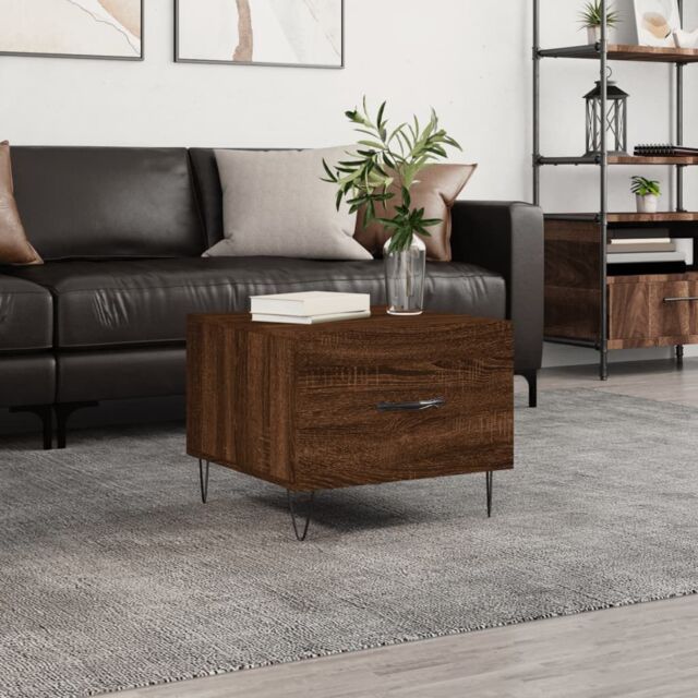 Berkfield Home Coffee Table Brown Oak 50x50x40 cm Engineered Wood - Size: 50 x 50 x 40 cm - image 1