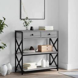 Berkfield Home Console Table Grey Sonoma 75x28x75 cm Engineered Wood - Size: 75 x 28 x 75 cm - thumbnail 2