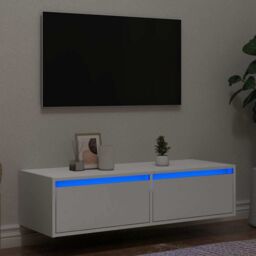 Berkfield Home TV Cabinet with LED Lights White 100X35.5x25 cm - thumbnail 1