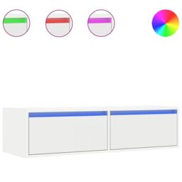 Berkfield Home TV Cabinet with LED Lights White 100X35.5x25 cm - thumbnail 2