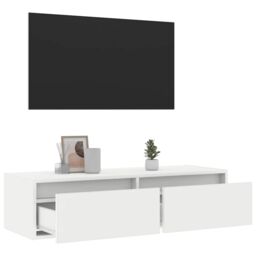 Berkfield Home TV Cabinet with LED Lights White 100X35.5x25 cm - thumbnail 5