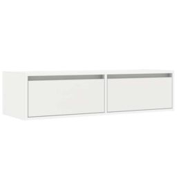 Berkfield Home TV Cabinet with LED Lights White 100X35.5x25 cm - thumbnail 6