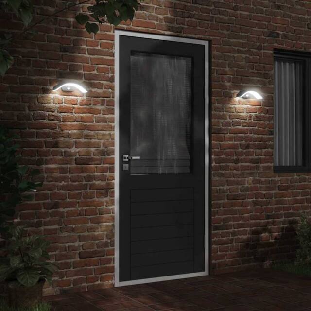 Berkfield Home Outdoor LED Wall Lights with Sensors 2pcs Black Die-cast Aluminium - image 1