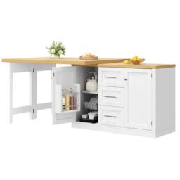Rolipo White Extendable Dining Table & Kitchen Island With Storage - thumbnail 8