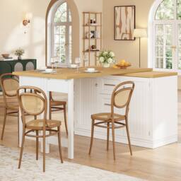 Rolipo White Extendable Dining Table & Kitchen Island With Storage - thumbnail 4