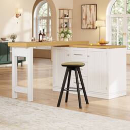 Rolipo White Extendable Dining Table & Kitchen Island With Storage - thumbnail 2