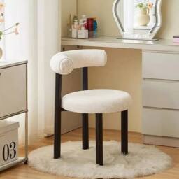 KORVIXA Soft Makeup Vanity Chair W/ Backrest Cozy Makeup Stool in White - Size: 0.6m2 - thumbnail 4