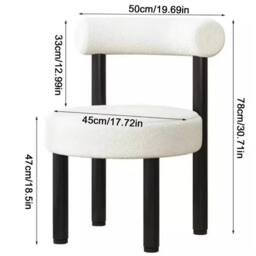 KORVIXA Soft Makeup Vanity Chair W/ Backrest Cozy Makeup Stool in White - Size: 0.6m2 - thumbnail 2