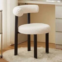 KORVIXA Soft Makeup Vanity Chair W/ Backrest Cozy Makeup Stool in White - Size: 0.6m2 - thumbnail 5