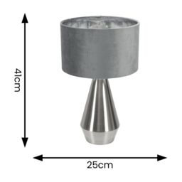 ValueLights Jax Chrome Dimmable Touch Table Lamp with Grey Velvet & Chrome Inner Lamp Shade - thumbnail 4