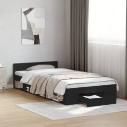 Berkfield Home Bed Frame with Drawer without Mattress Black 90x190 cm Single - thumbnail 2