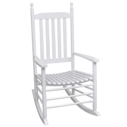 Berkfield Home Rocking Chair with Curved Seat White Wood - thumbnail 1