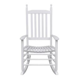 Berkfield Home Rocking Chair with Curved Seat White Wood - thumbnail 4
