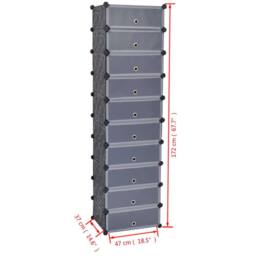 Berkfield Home Interlocking Shoe Organiser with 10 Compartments Black - thumbnail 6