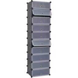 Berkfield Home Interlocking Shoe Organiser with 10 Compartments Black - thumbnail 2