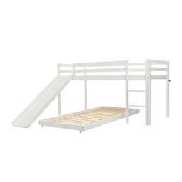 Matteo Children's Cabin Bed Frame With Slide & Ladder, Bunk Bed For Kids With Adjustable Ladder & Slide in White - Size: Double - thumbnail 8