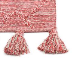 Wyld and Coco Hand Tufted Cotton Area Rug Red and White Thick Weave Tassels - Size: 160 cm x 230 cm - thumbnail 6