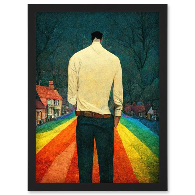 Artery8 Road To Acceptance LGBTQ Conceptual Modern Artwork Framed Wall Art Print A4 in Black - image 1