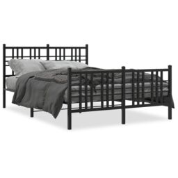Berkfield Home Metal Bed Frame without Mattress with Footboard Black 120x190cm - Size: 120x190 cm - thumbnail 2