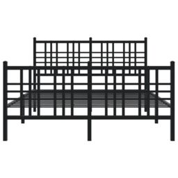 Berkfield Home Metal Bed Frame without Mattress with Footboard Black 120x190cm - Size: 120x190 cm - thumbnail 4