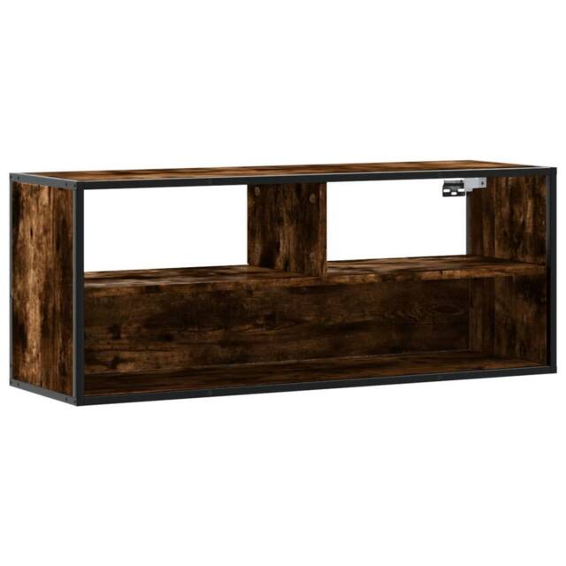 Berkfield Home TV Cabinet Smoked Oak 100x31x39.5 cm Engineered Wood & Metal in Brown - image 1