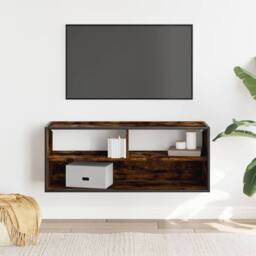 Berkfield Home TV Cabinet Smoked Oak 100x31x39.5 cm Engineered Wood & Metal in Brown - thumbnail 3