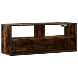 Berkfield Home TV Cabinet Smoked Oak 100x31x39.5 cm Engineered Wood & Metal in Brown - thumbnail 1