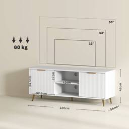 Wyld Haus Lamo 120cm White Wooden TV Stand Etched Doors Up to 55 Inch TVs - thumbnail 3