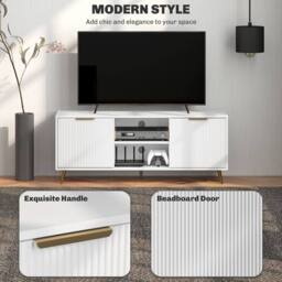 Wyld Haus Lamo 120cm White Wooden TV Stand Etched Doors Up to 55 Inch TVs - thumbnail 4