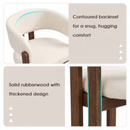 BTM Set of 2/4/6 Bouclé Dining Chairs Solid Wood Walnut - thumbnail 7