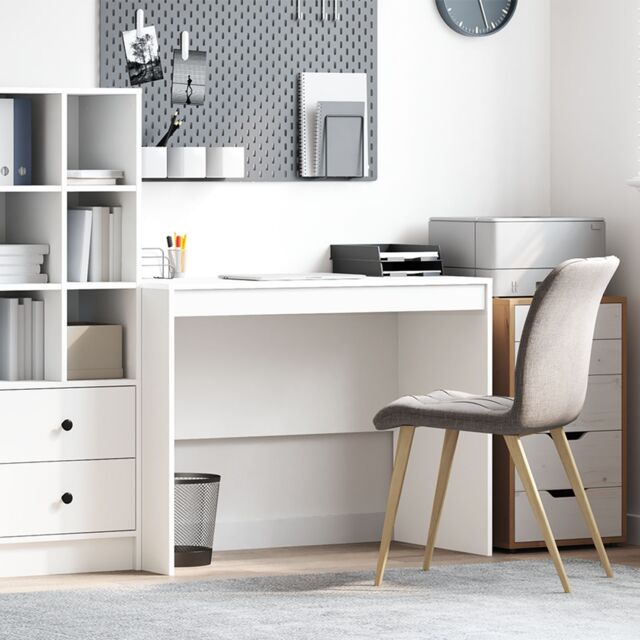 Berkfield Home Writing Desk White Particle board 100 x 50 x 76 cm Storage - image 1