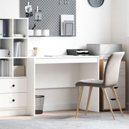 Berkfield Home Writing Desk White Particle board 100 x 50 x 76 cm Storage - thumbnail 1