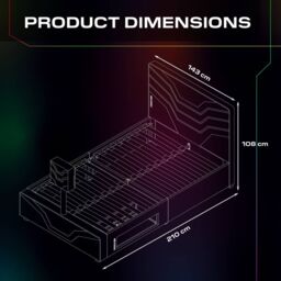 X Rocker Oracle TV Bed with LED Lighting & Underbed Media Storage in Black - Size: Double - thumbnail 8