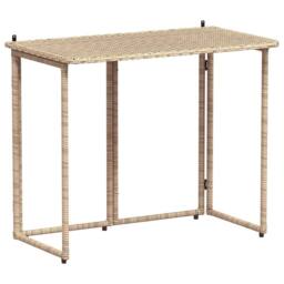 Berkfield Home Beautiful Folding Garden Table Beige 90x51x75 cm Poly Rattan - Size: 90 x 51 x 75 cm - thumbnail 3