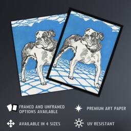 "Artery8 Dog Lover Bulldog Animal Portrait Moriz Jung Wall Art Poster Print in Blue - Size: W24"" x H32""" - thumbnail 2