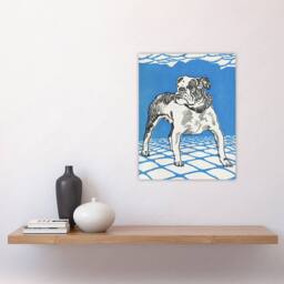 "Artery8 Dog Lover Bulldog Animal Portrait Moriz Jung Wall Art Poster Print in Blue - Size: W24"" x H32""" - thumbnail 4