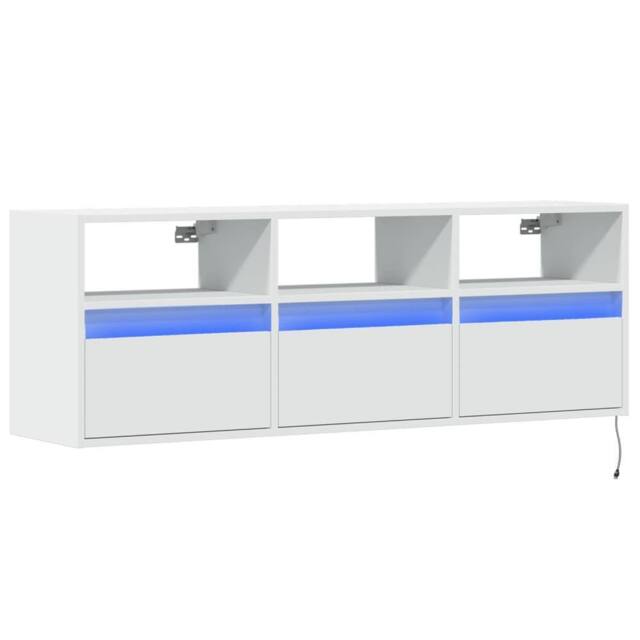 Berkfield Home TV Wall Cabinet with LED Lights White 130x31x45 cm - Size: 130 x 31 x 45 cm - image 1
