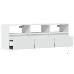 Berkfield Home TV Wall Cabinet with LED Lights White 130x31x45 cm - Size: 130 x 31 x 45 cm - thumbnail 9