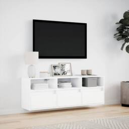 Berkfield Home TV Wall Cabinet with LED Lights White 130x31x45 cm - Size: 130 x 31 x 45 cm - thumbnail 4