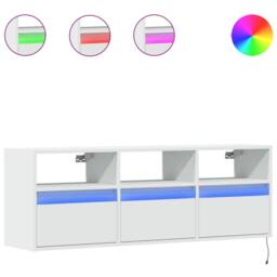 Berkfield Home TV Wall Cabinet with LED Lights White 130x31x45 cm - Size: 130 x 31 x 45 cm - thumbnail 3