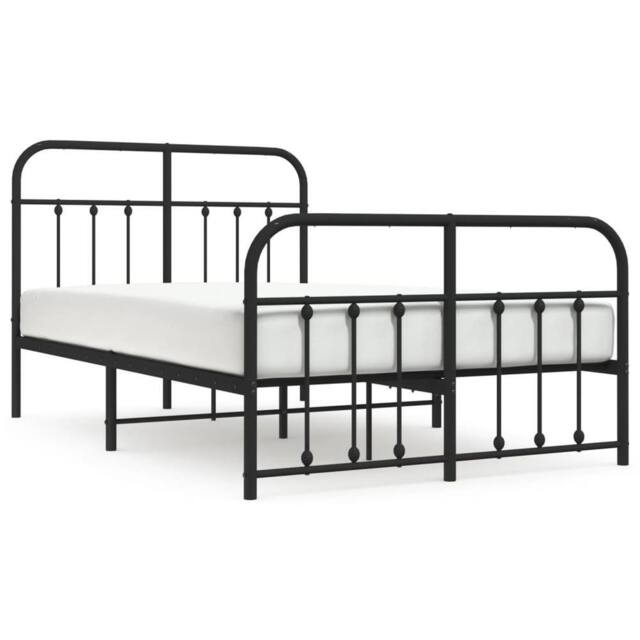 Berkfield Home Metal Bed Frame with Headboard & Footboard Black 120x200 cm - Size: Small Double - image 1