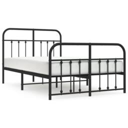 Berkfield Home Metal Bed Frame with Headboard & Footboard Black 120x200 cm - Size: Small Double - thumbnail 1