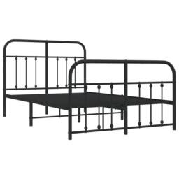 Berkfield Home Metal Bed Frame with Headboard & Footboard Black 120x200 cm - Size: Small Double - thumbnail 3