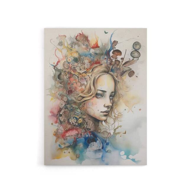 "Artery8 Alice Portrait in Wonderland Canvas Wall Art Print in Beige - Size: W18"" x H24""" - image 1
