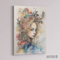 "Artery8 Alice Portrait in Wonderland Canvas Wall Art Print in Beige - Size: W18"" x H24""" - thumbnail 2