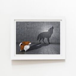 "Warren Reed - Designer Hidden Potential - Wolf Framed Art Print in White - Size: W20"" x H30""" - thumbnail 1