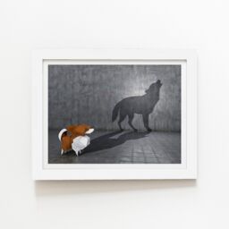 "Warren Reed - Designer Hidden Potential - Wolf Framed Art Print in White - Size: W20"" x H30""" - thumbnail 2