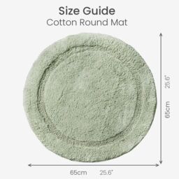 Allure Bath Fashions Round Bath Mat Non-Slip - 100% Cotton Circle Bathroom Rug in Light Green - thumbnail 6